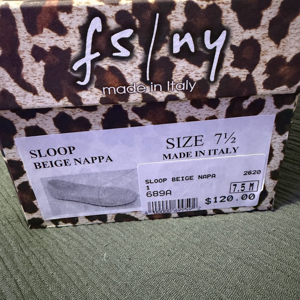 French Sole Sloop Beige Nude/Tan Leather Ballet Flat 7.5 - Picture 2 of 3